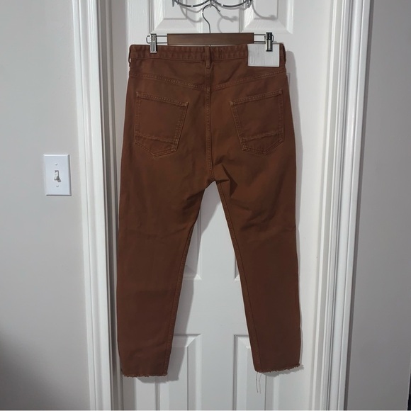 Golden Goose Deluxe Brick Red Button Fly Frayed Straight Leg Crop Jeans size 32 - Picture 6 of 12